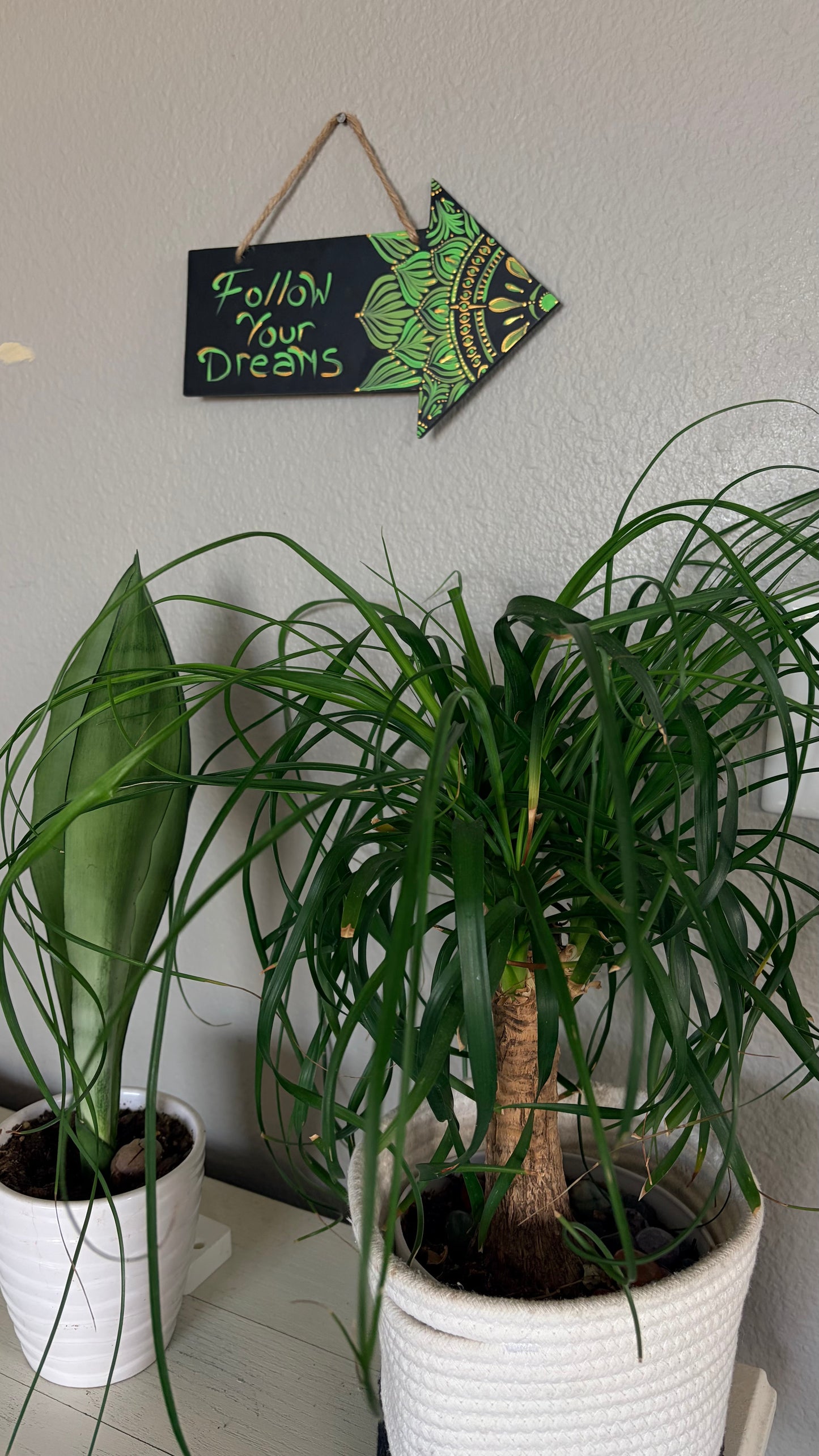 Decorative arrow sign, hand painted.