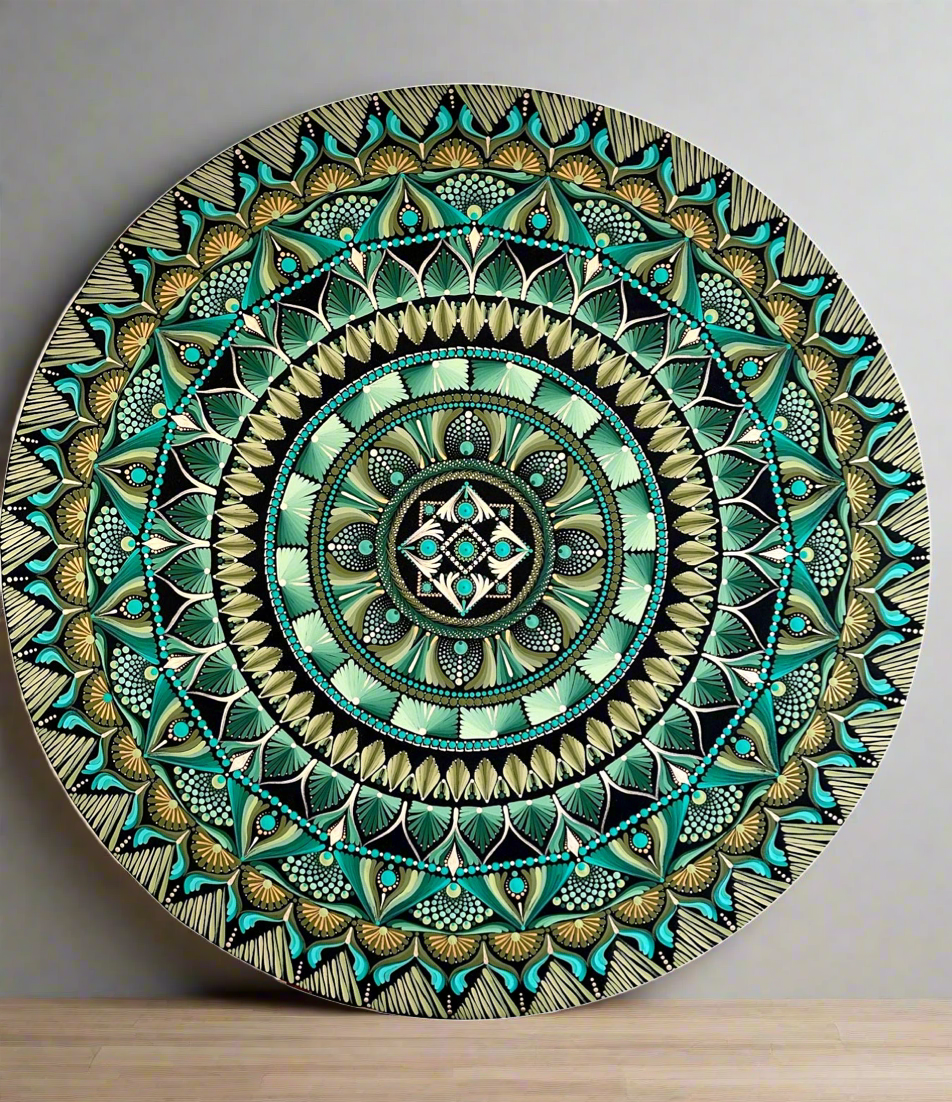 Spring Leaves Mandala | Green Textured Wall Art Inspired by Denver Nature