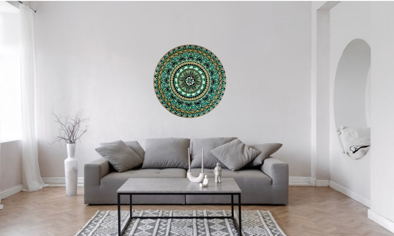 Spring Leaves Mandala | Green Textured Wall Art Inspired by Denver Nature