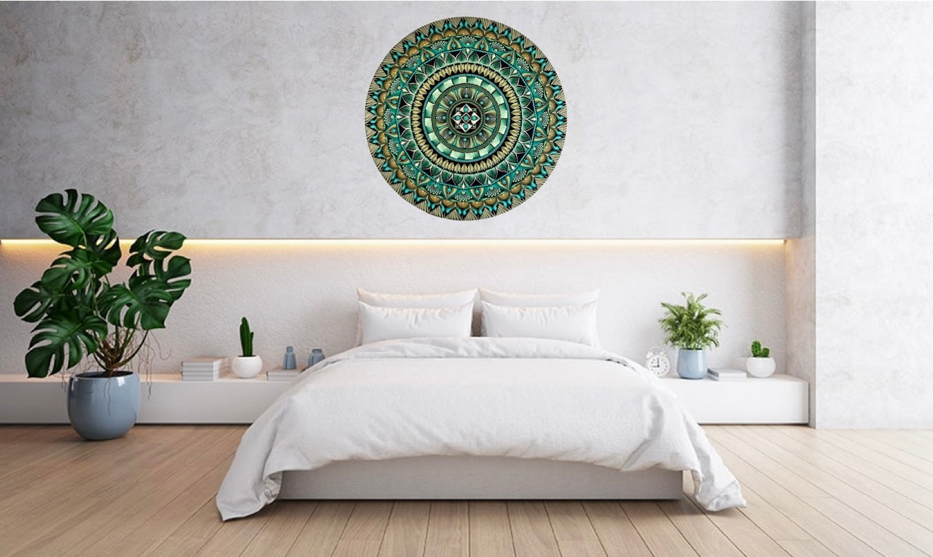 Spring Leaves Mandala | Green Textured Wall Art Inspired by Denver Nature