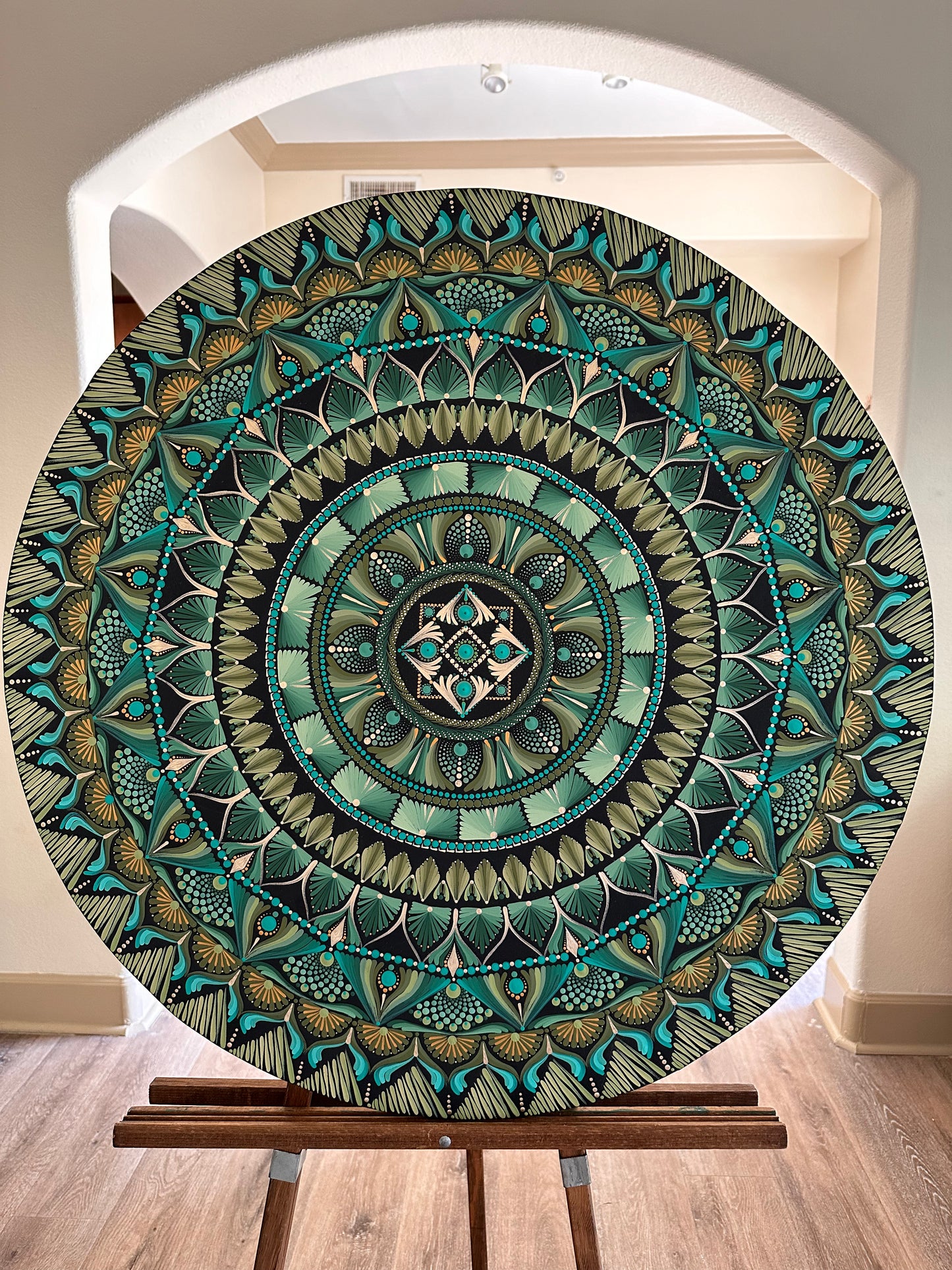 Spring Leaves Mandala | Green Textured Wall Art Inspired by Denver Nature